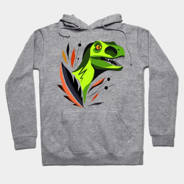 Colorblock velociraptor Hoodie by Jurassic Ink